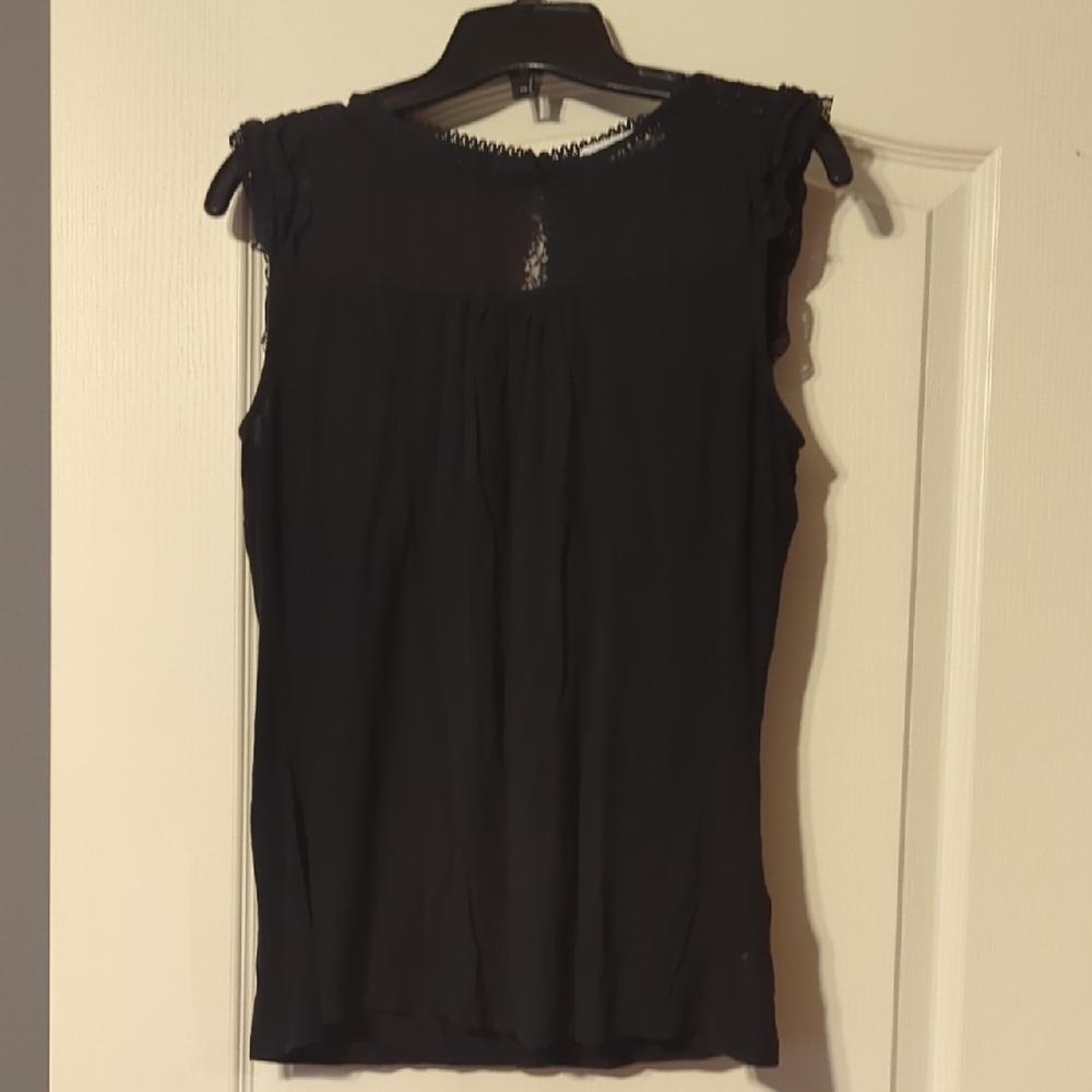 Ricki's Black Lace Trim Sleeveless Blouse